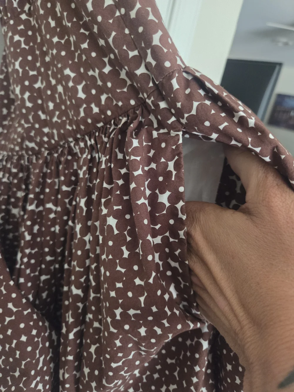 J.Crew Re-Imagined Brown & White Floral Puff Sleeve Drop-Waist Mini Dress 8